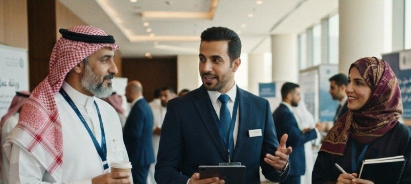 مهنيون وخبراء يتبادلون الحديث في فعالية تواصل مهني